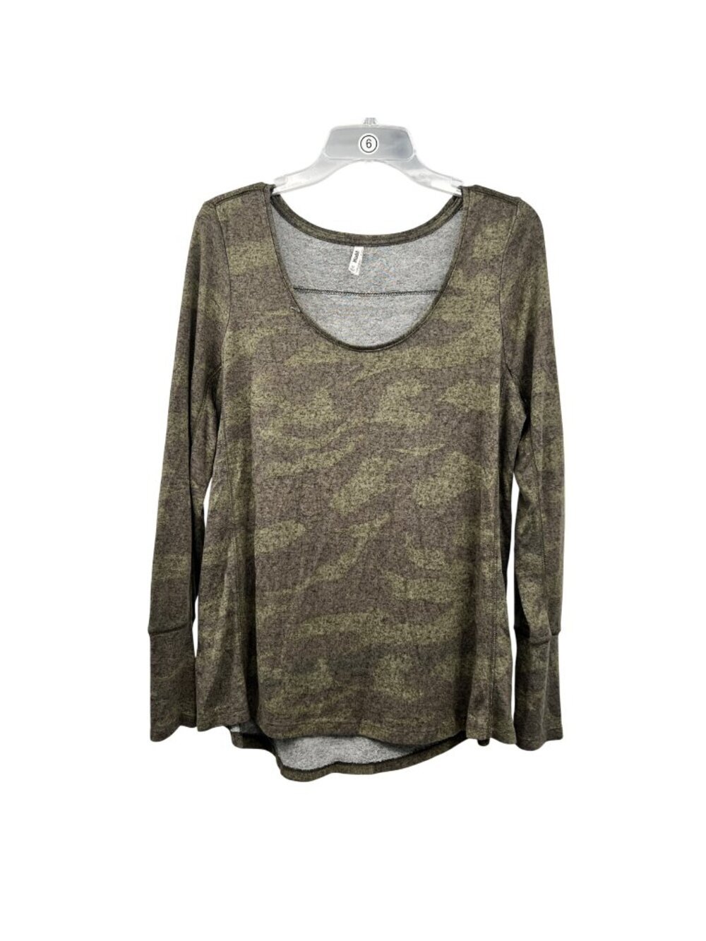 Mudd Camouflage Pullover Top Long Sleeve Green Womens Size Medium